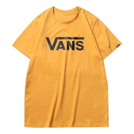 Vans Classic Logo Casual Sports Printing Short Sleeve Couple Style Yellow VN0A4MM650X