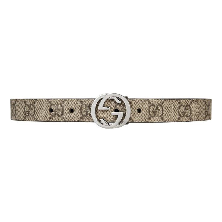 GUCCI Kids Double G Canvas Belt Brown Wide 2cm 258395 KGD0N 9742