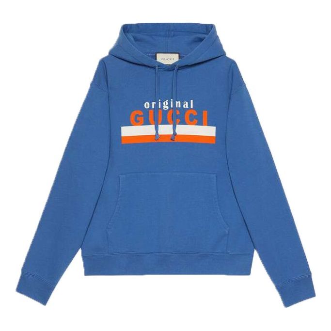 Gucci Original Printing Logo hooded Long Sleeves Blue 626989-XJCOR-4370