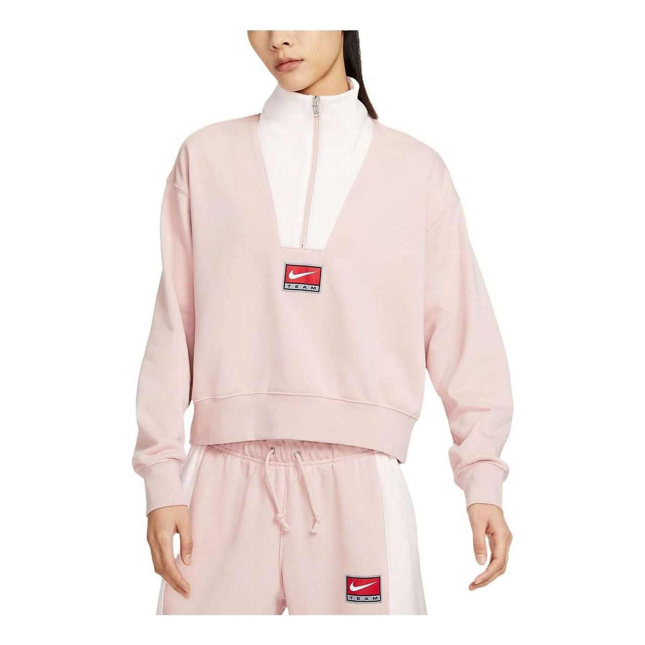 (WMNS) Nike Sportswear Quarter Zip Sweatshirt 'Pink' DQ6944-601