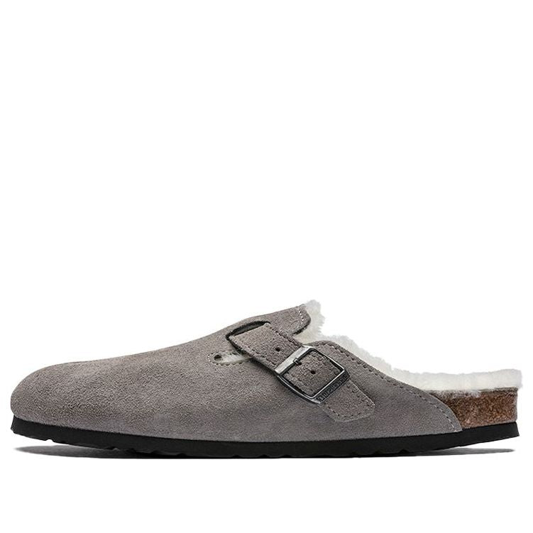 Birkenstock Boston Fur Narrow 'Suede Stone Coin Grey' 1017650