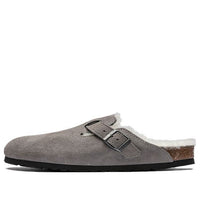 Birkenstock Boston Fur Narrow 'Suede Stone Coin Grey' 1017650