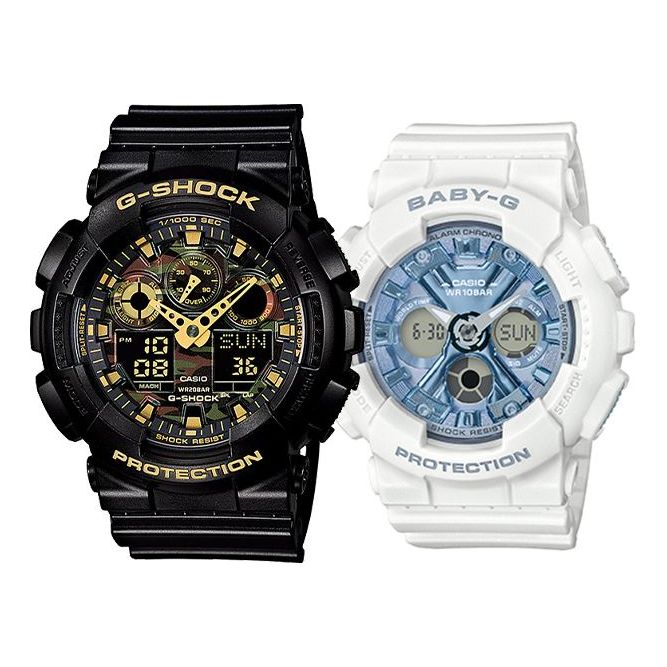 CASIO Baby-G 'Black & White' GA-100CF-1A9&BA-130-7A2