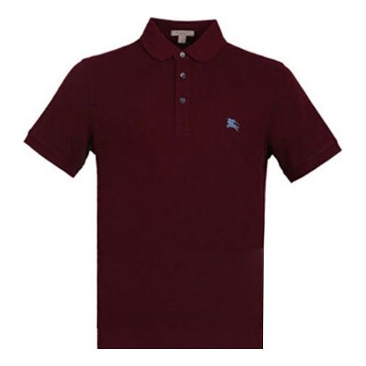 Men's Burberry SS21 lapel Cardigan Short Sleeve Polo Shirt Deep Red 40612371