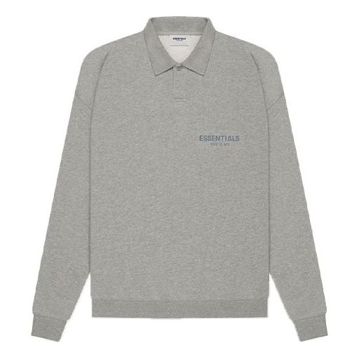 Fear of God Essentials SS21 Long Sleeve French Terry Polo Shirt 'Dark Heather Oatmeal' FOG-SS21-616