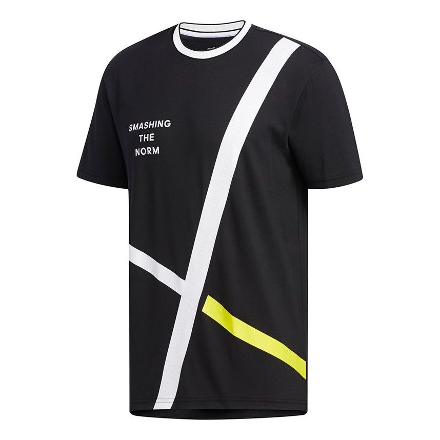 adidas neo M Cs Abs Gr T2 Alphabet Printing Casual Sports Breathable Short Sleeve Black DW8114