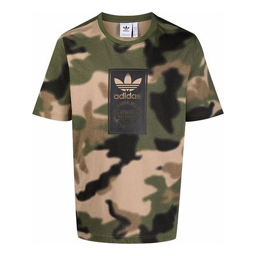 Men's adidas Casual Breathable Camouflage Sports Short Sleeve Green T-Shirt GN1863