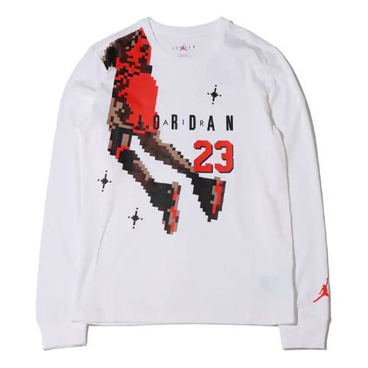 Men's Air Jordan Casual Sports Round Neck Alphabet Printing Long Sleeves White T-Shirt DC9794-100