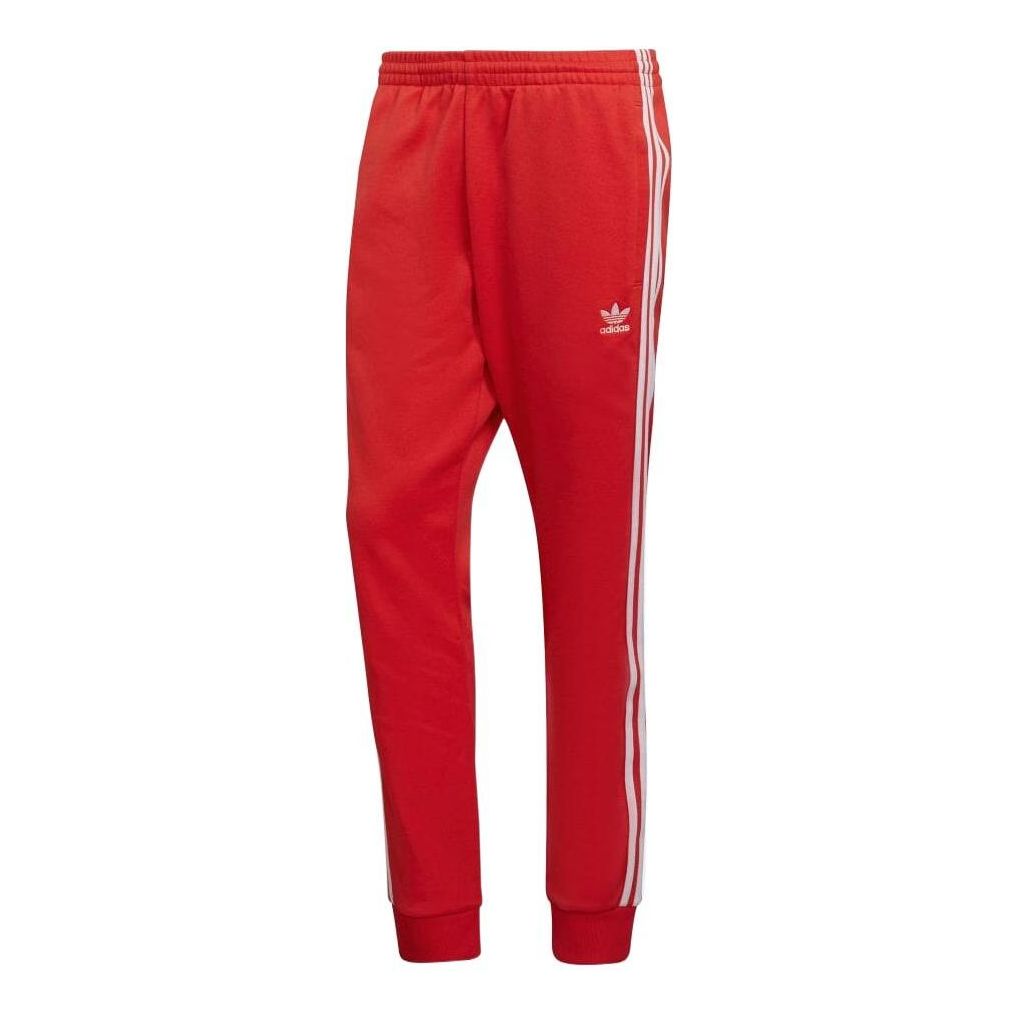Men's adidas originals Side Stripe Elastic Waistband Sports Pants/Trousers/Joggers Red HF2134