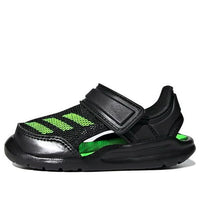 (TD) adidas Fortaswim I Velcro Casual Black Green Sandals 'Black Green' FV8860