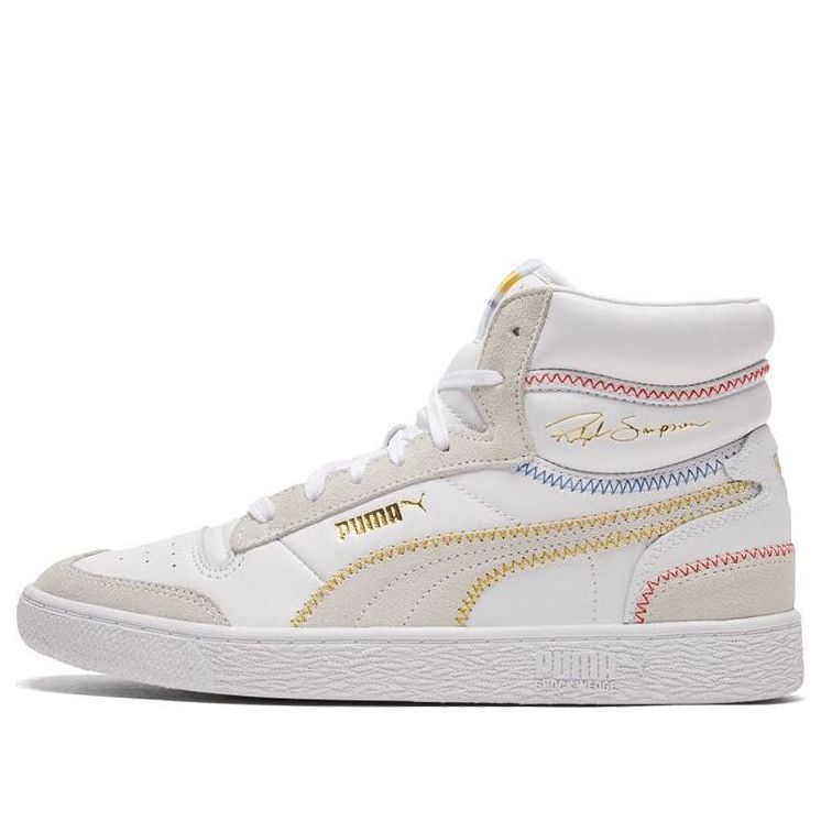 PUMA Ralph Sampson Mid Stitch White/Grey/Yellow High Board Shoes 373340-02