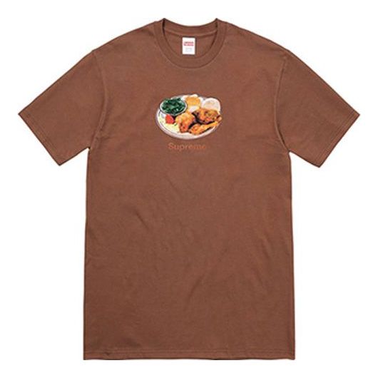 Supreme SS18 Chicken Dinner Tee Brown Printing Short Sleeve Unisex SUP-SS18-0184