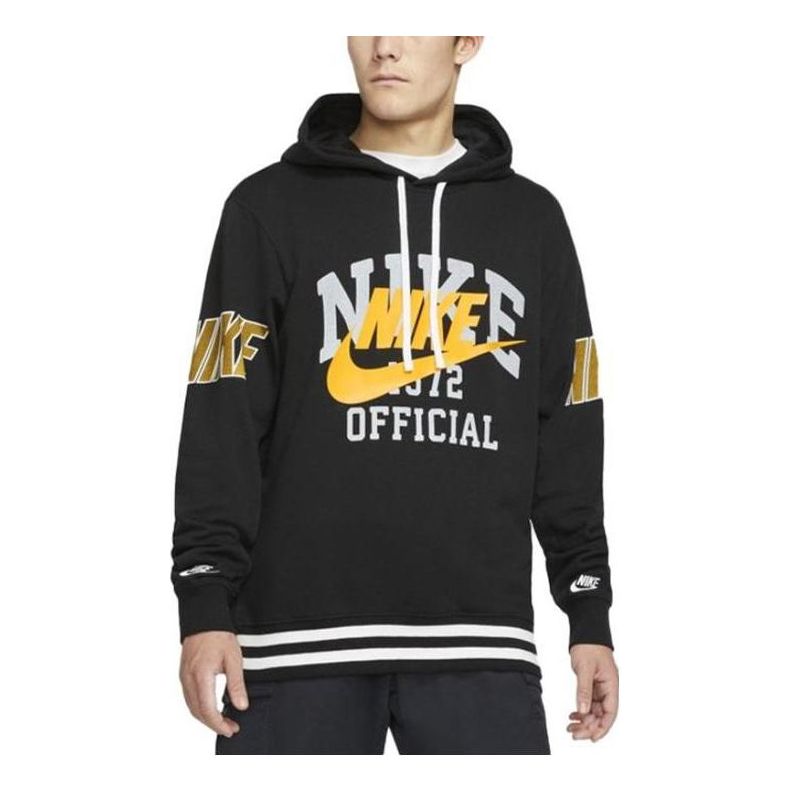 Nike large front logo hoodie 'Black' DD6169-010
