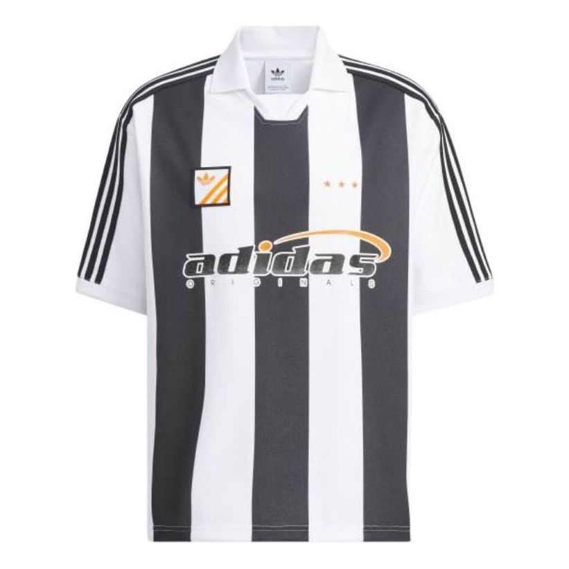 adidas Trefoil Logo Play Football Graphic Short Sleeve Polo Shirt Asia Sizing 'White Black' IW6306