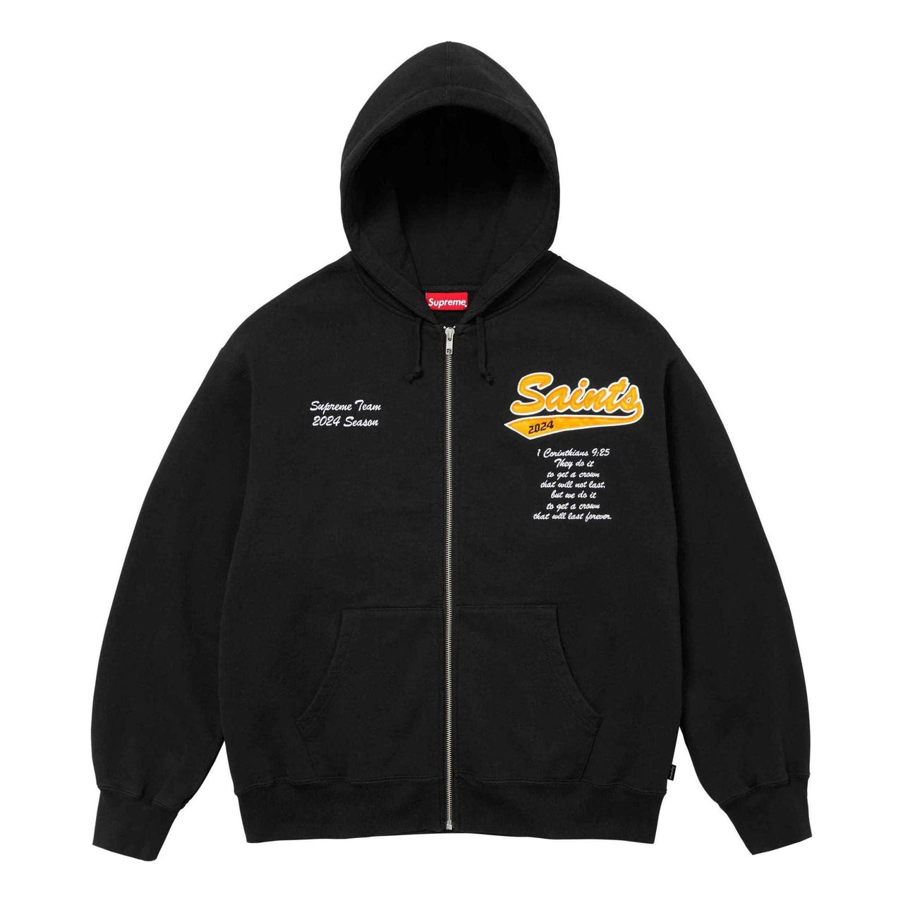 Supreme Salvation Zip Up Hooded Sweatshirt 'Black White Yellow' SUP-SS24-064