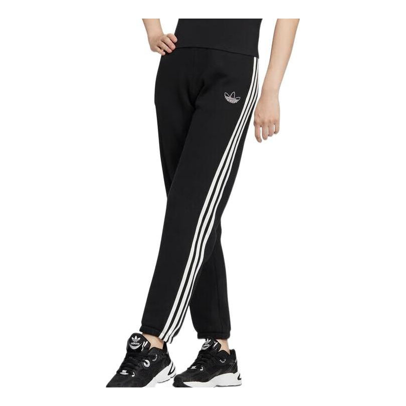 (WMNS) adidas 3-Stripes Casual Knit Track Pants Asia Sizing 'Black White' IC8125