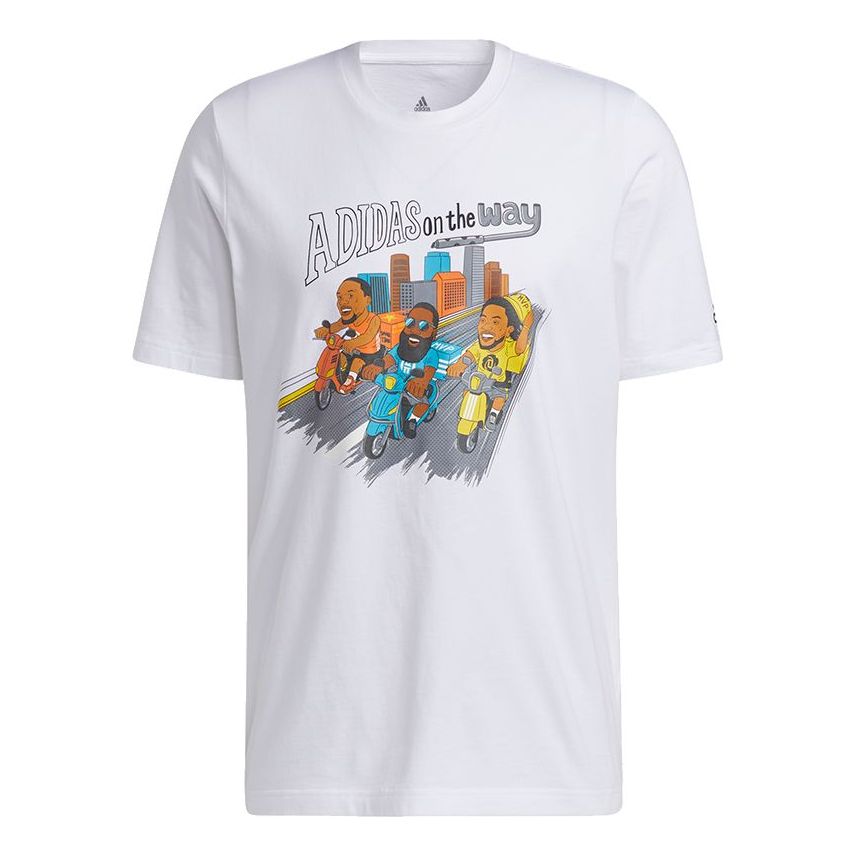 adidas CHINA S1 Tee Basketball Printing Sports Round Collar Male White H43986