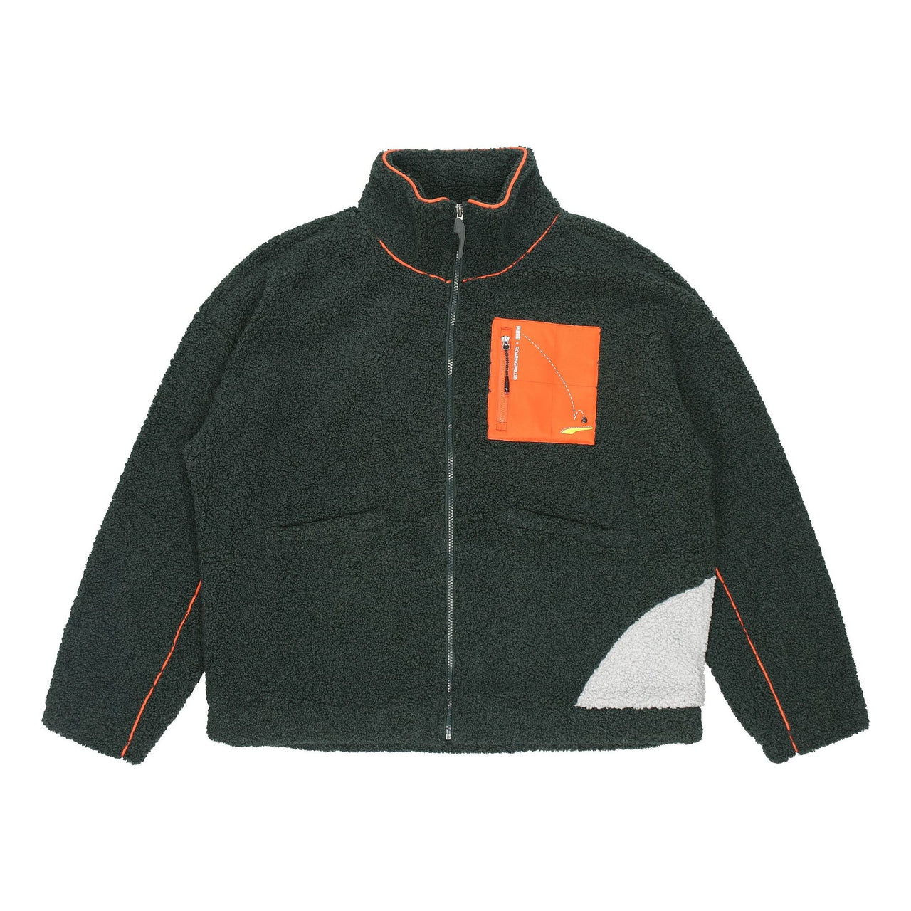 PUMA x ROARINGWILD Crossover Sherpa Jacket Contrasting Colors Zipper Pocket Fleece Stay Warm Logo Green 532597-80
