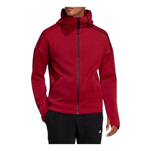 adidas Athleisure Casual Sports Cozy Training Zipper Hooded Jacket Red GT2508