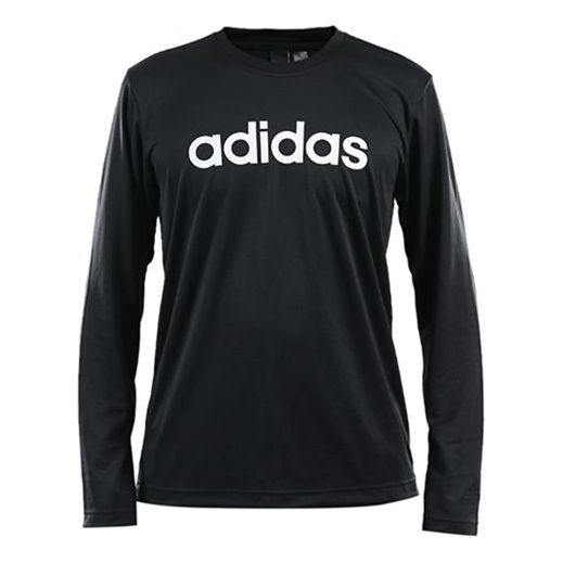 adidas M Logo Ls T Logo Printing Sports Round Neck Long Sleeves Black DH3986