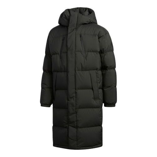 adidas Puffy Long Down Stay Warm Outdoor Sports hooded down Jacket Black EH4008
