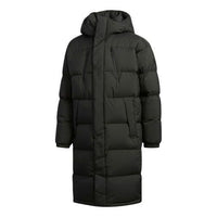 adidas Puffy Long Down Stay Warm Outdoor Sports hooded down Jacket Black EH4008