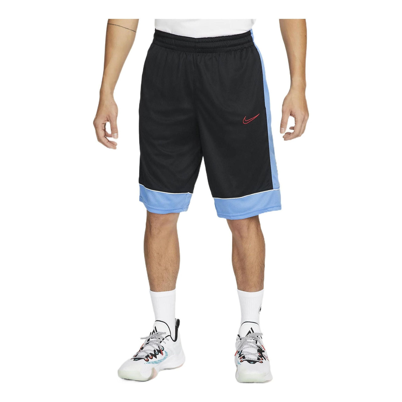 Men's Nike Dri-FIT Contrast Color Stitching Elastic Waistband Sports Black Shorts BV9453-010