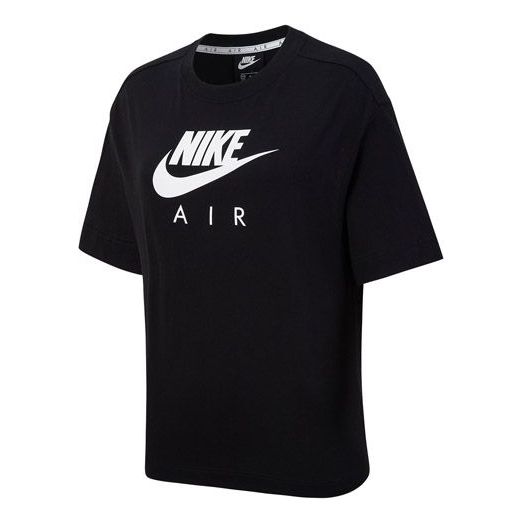 (WMNS) Nike Air Logo Printing Loose Knit Sports Short Sleeve Black T-Shirt DB3841-010