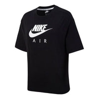 (WMNS) Nike Air Logo Printing Loose Knit Sports Short Sleeve Black T-Shirt DB3841-010