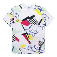 adidas originals Cozy Sports Printing Round Neck Short Sleeve White FM1550