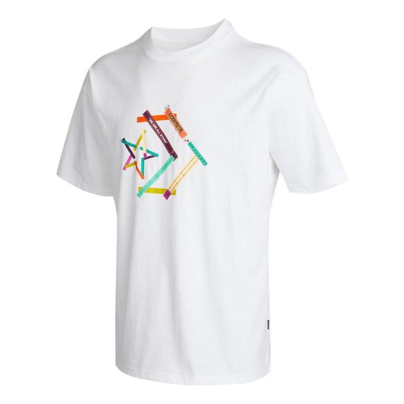 Converse Star Chevron Printing Sports Round Neck Short Sleeve T-Shirt 'White' 10022774-A01