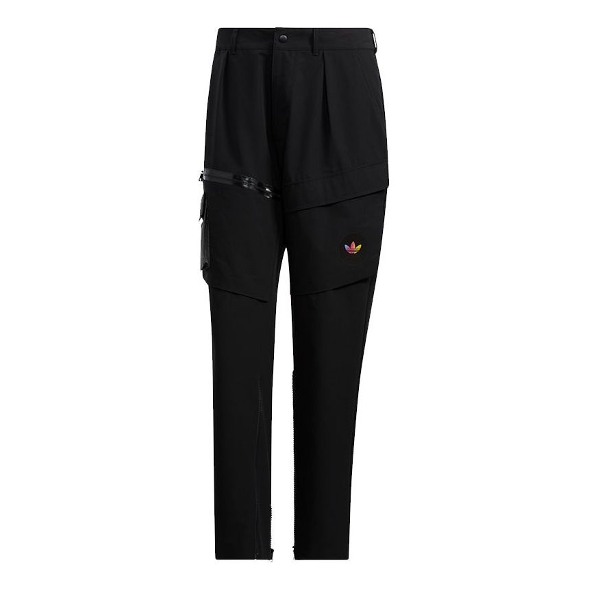 Men's adidas originals Prem Wvn Pnt Logo Multiple Pockets Sports Pants/Trousers/Joggers Black H58053