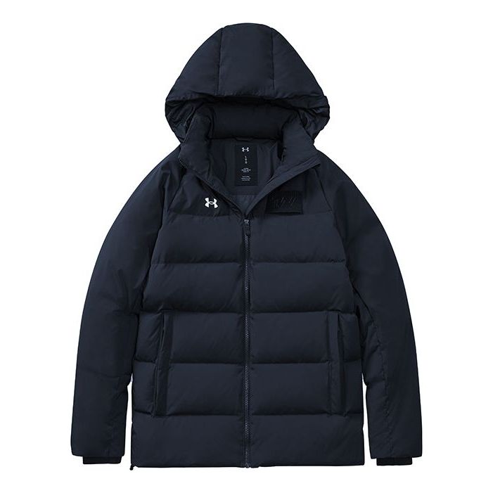 (WMNS) Under Armour Logo Training Hooded Down Jacket 'Black White' 21600801-001