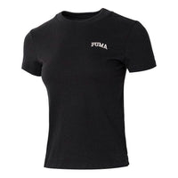 (WMNS) PUMA Wordmark Logo T-shirt Small Fit 'Black' 630356-01