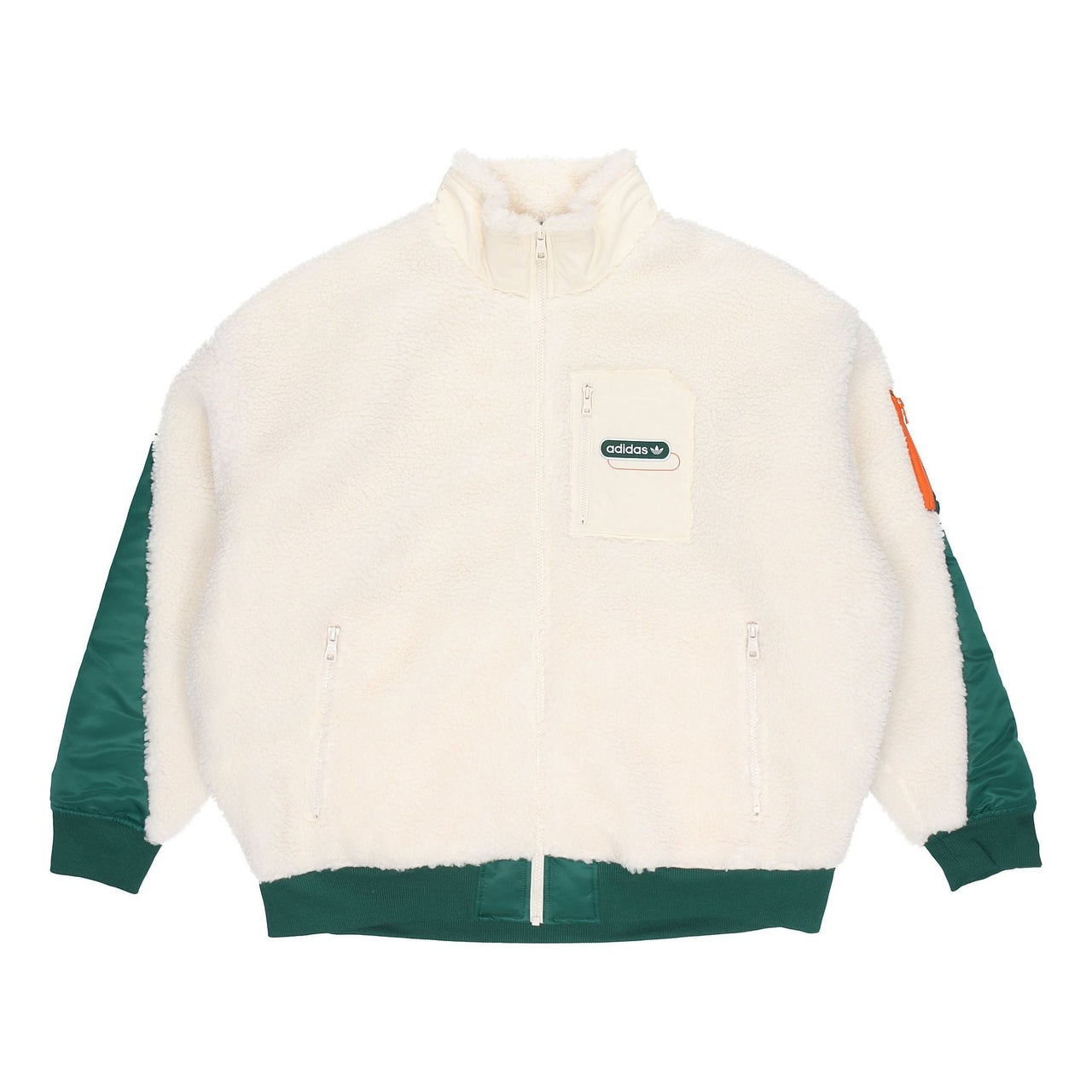 Men's adidas originals Mr Sherpa Jkt Suede Splicing Stand Collar Logo Sports Jacket Yellow White HC0373