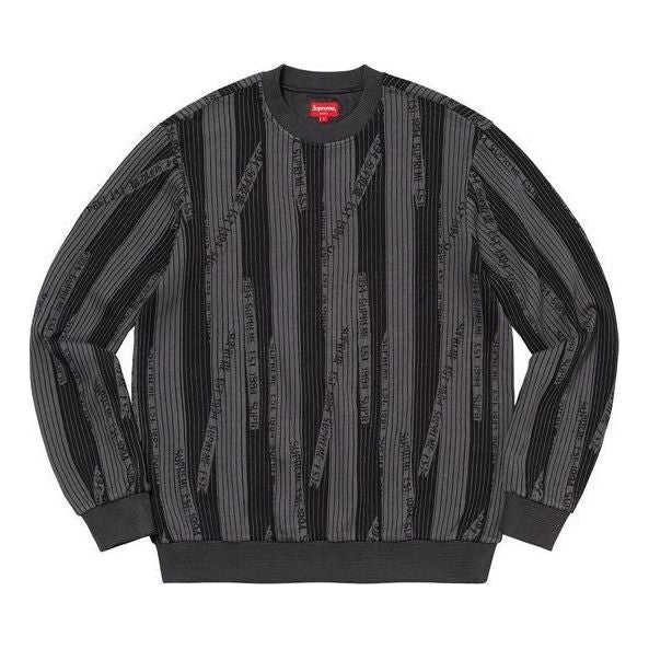 Supreme Textured Stripe Crewneck 'Black Grey' SUP-FW20-385