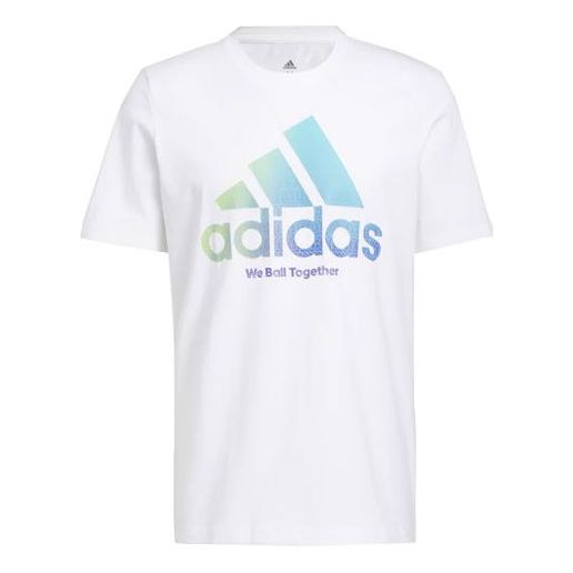 Men's adidas Alphabet Large Logo Round Neck Short Sleeve White T-Shirt HC6903