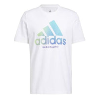 Men's adidas Alphabet Large Logo Round Neck Short Sleeve White T-Shirt HC6903