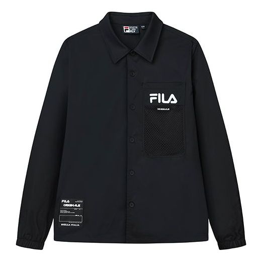 Men's FILA Alphabet Logo Athleisure Casual Sports Jacket Black F11M229402F-BK