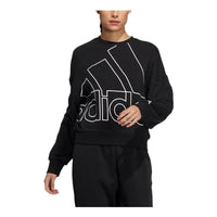 (WMNS) adidas Big Logo Printing Casual Sweaters 'Black' HM9378