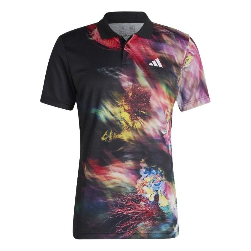 adidas Melbourne Tennis HEAT.RDY FreeLift Polo Shirt 'Black Multicolor' HT7215