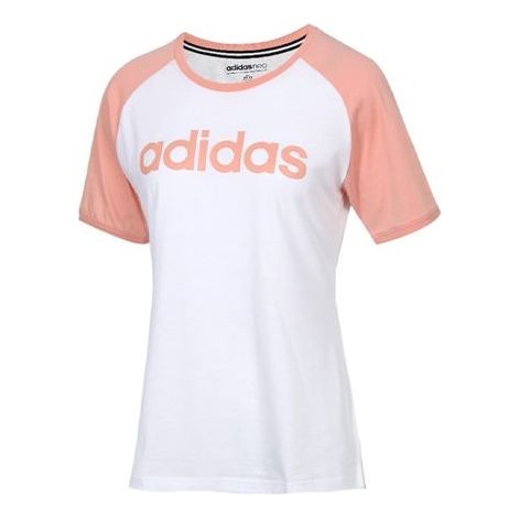 (WMNS) adidas neo Colorblock logo Printing Short Sleeve White Pink DW7949