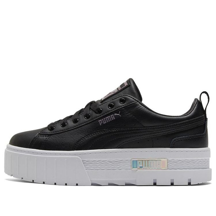 (WMNS) PUMA Mayze Lth Iridescent Sneakers Black/White 387269-02