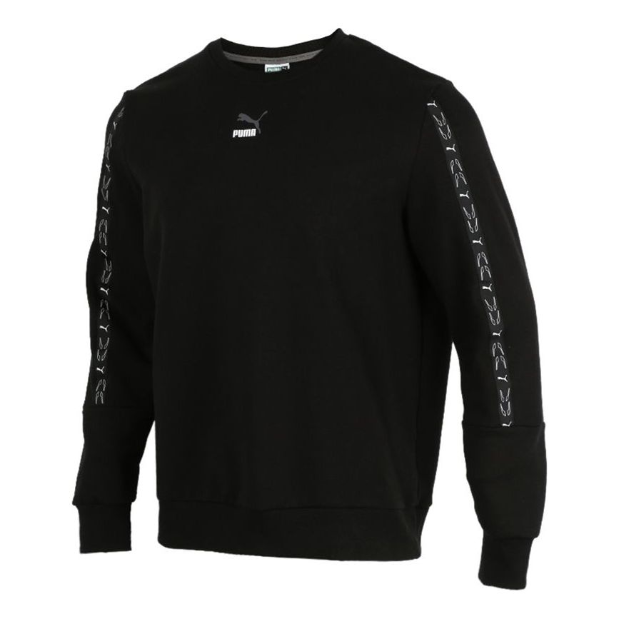 PUMA Elevate Crew Neck Long Sleeve Sweater 'Black White' 531072-01