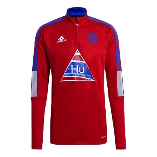 adidas x Crossover Fcb Hu Tr Top Bayern Munich Soccer/Football Half Zipper Sports Stand Collar Red GK7840