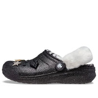 Crocs Disco Classic Lined Disco Glitter Clogs 'Black White' 208075-0ZS
