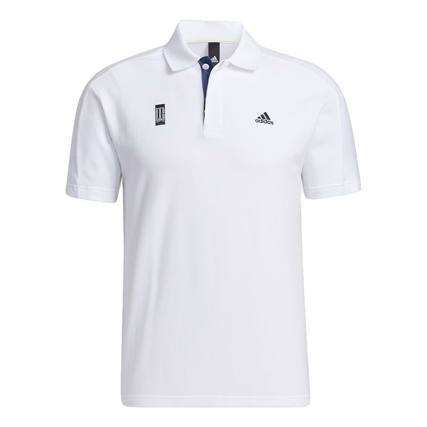 adidas Series Logo Printing Solid Color Short Sleeve Polo Shirt White GP0827