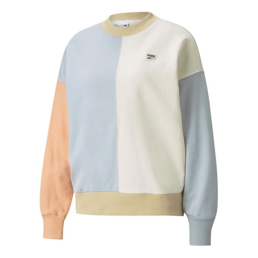 (WMNS) PUMA Downtown Oversized Crew Round-neck Swea White 533052-88