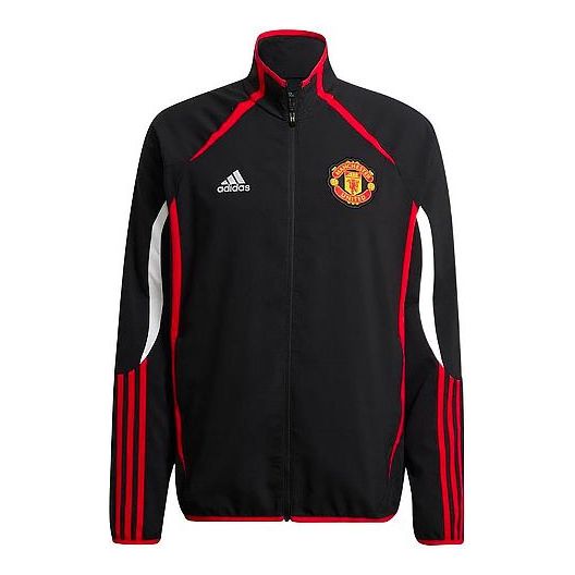 adidas Logo Stand Collar Stripe Long Sleeves Jacket Black H64069