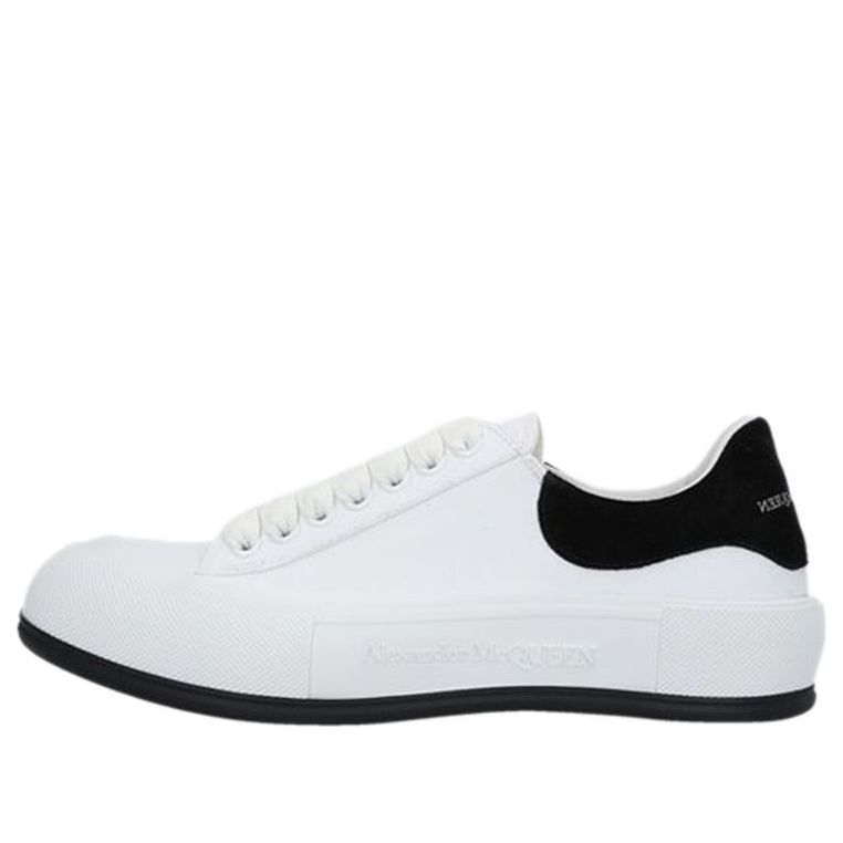 Alexander McQueen Deck Skate Plimsoll Lace Up 'White Black Suede' 654594W4MV79061